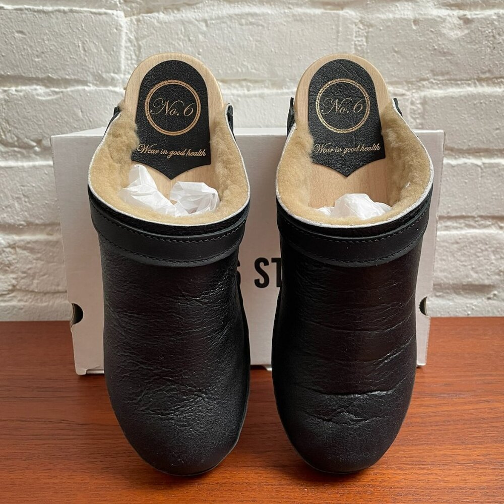 No6 Store "Dakota" Shearling Clog in Ink Aviator EU40 NWT